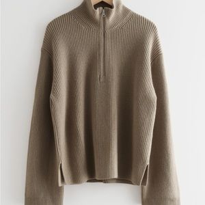 And & other stories half zip sweater in mole / beige brown